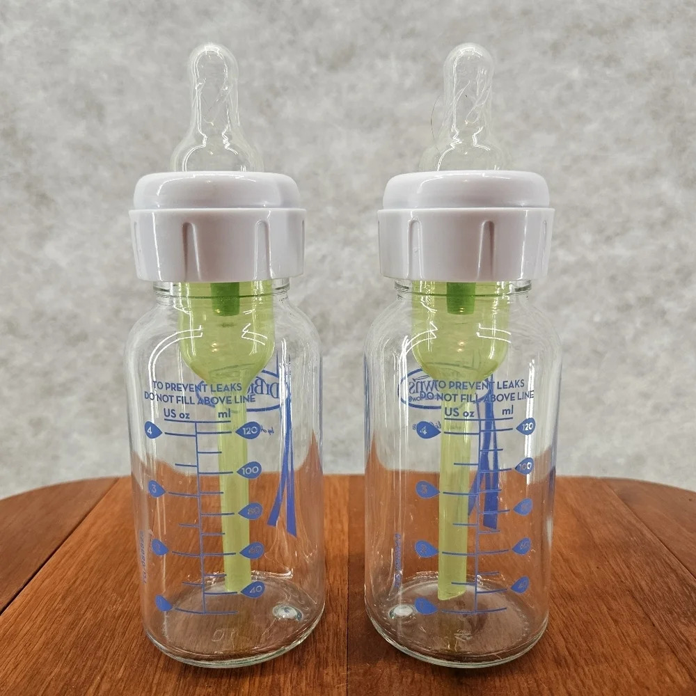 Dr Brown's 4 oz. Natural Flow Glass Baby Bottles 2pack Nice - Picture 2 of 3